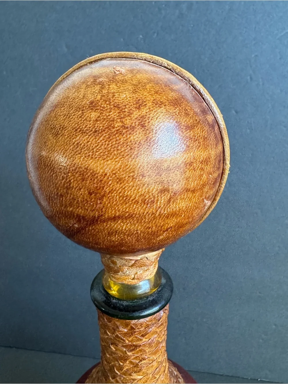 Vintage Italian Leather Wrapped Decanter Mid Century Modern Made In Italy 14